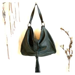 Gray Leather Satchel